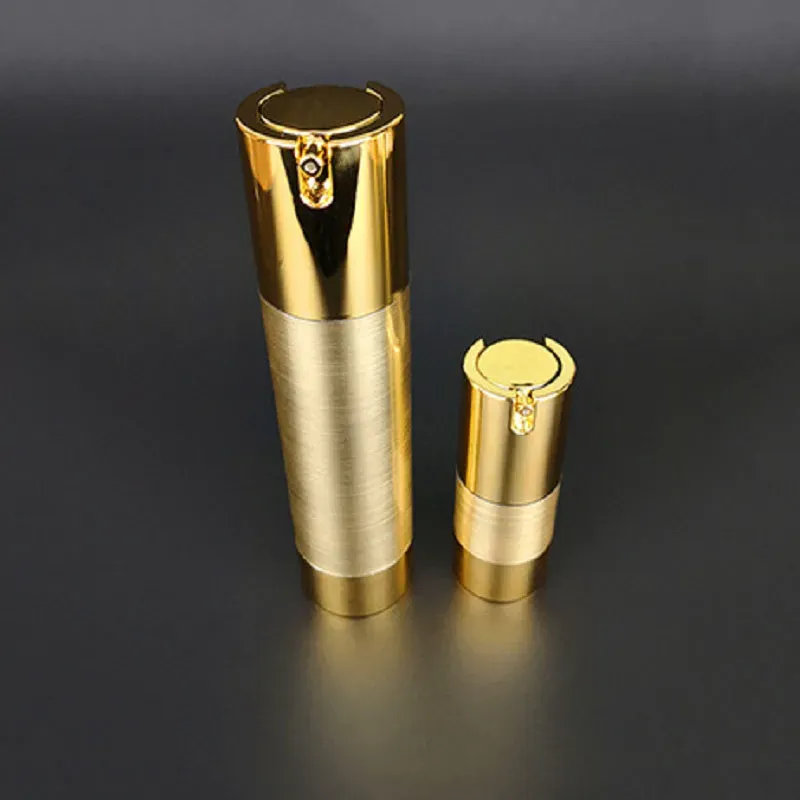 15ml 30ml 50ml 80ml 100ml Airless plastic pump bottle hot stamp gold cream container essential oil sub-bottle