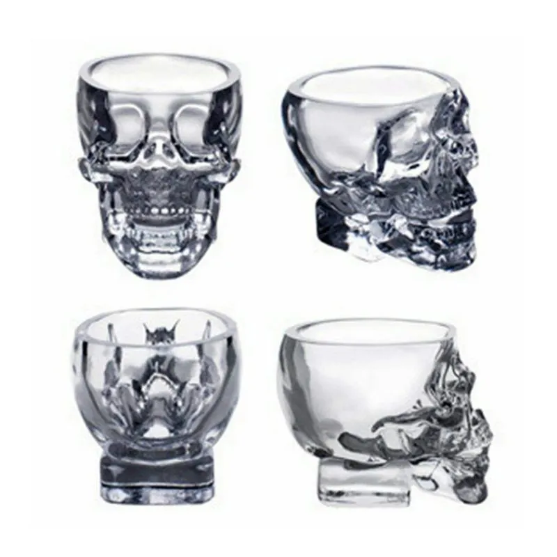 Wine Glasses 4PCS Skull Bottle Glass Cup Set Crystal Decanter S Mug Vodka Bottles Transparent Whiskey Cocktail 230814