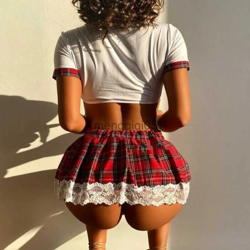 Erotic Schoolgirl Cosplay Ncc Dress Set With Mini Skirt And G