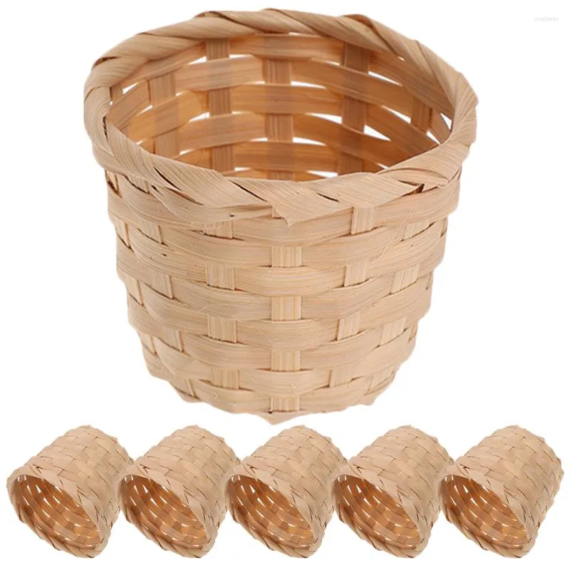 Set di stoviglie da 6 pezzi Bamboo Mini Flower Ceste di stoccaggio di cestini del pennello per trucco delicati Organizzazione del porta della penna