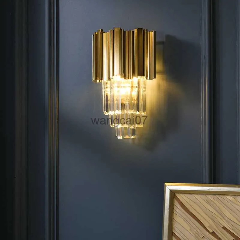 Wandlampen moderne goud kristallen wandlampen led beddenlichten lichten voor slaapkamer woonkamer sconce indoor armaturen huizendecoratie hkd230814