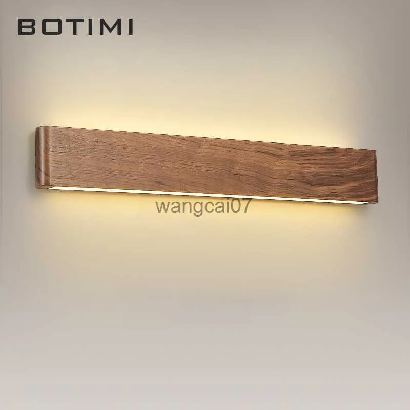 Lampy ścienne Botimi Modern Walnut Wood Lampa ścienna do sypialni nocny Nordic Wall Sconce Tło Tło Ściany Światła drewniane czytanie Luminaire HKD230814