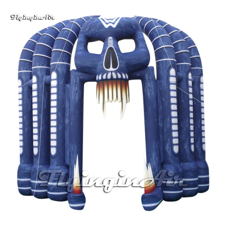 Scary Large Halloween Inflatable Demon Skull Arch Air Blow Up Skeleton Gate With Fangs For Carnival Party Decoration