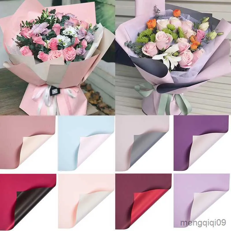 Opakowanie na prezent 20pcs/zestaw 40*45 cm dwukolorowe kwiaty papierowe opakowanie Prezent Gift Paper Paper Paper Florist Paper Flower Bukiet R230814