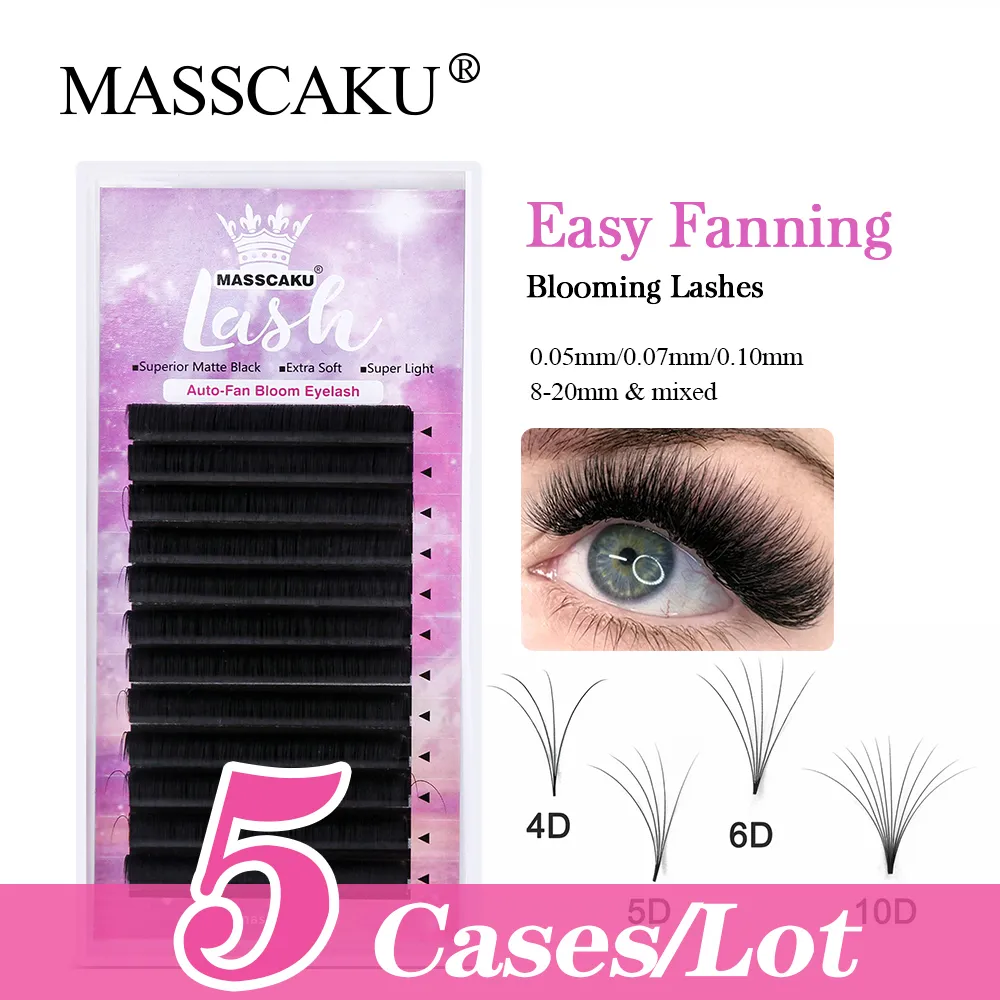 フェイスリラッシュMasscaku 5 Pcs/lot Easy Fanning Blooming個々のまつげ