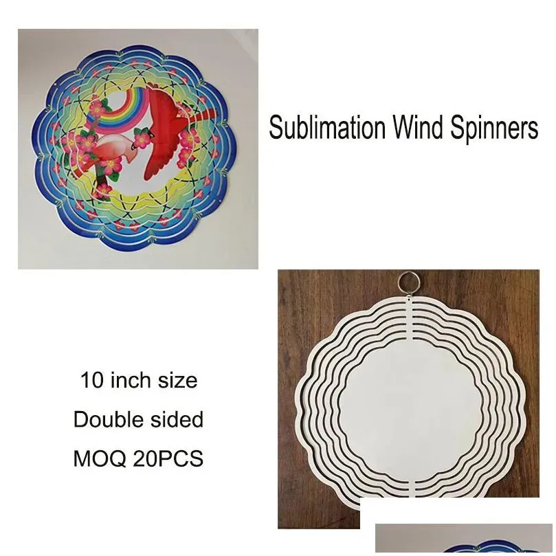 sublimation blank wind spinner 10 inch aluminum spinners outdoor hanging garden decoration metal blanks for diy both sides printable