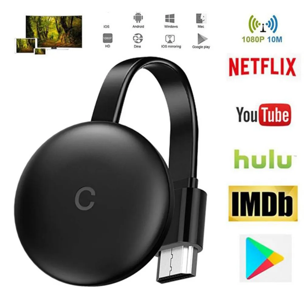 TV Stick G12 для Chromecast 3 Netflix Wi -Fi Display Совместимый с беспроводным ключом Miracast Airplay Google Home 230812