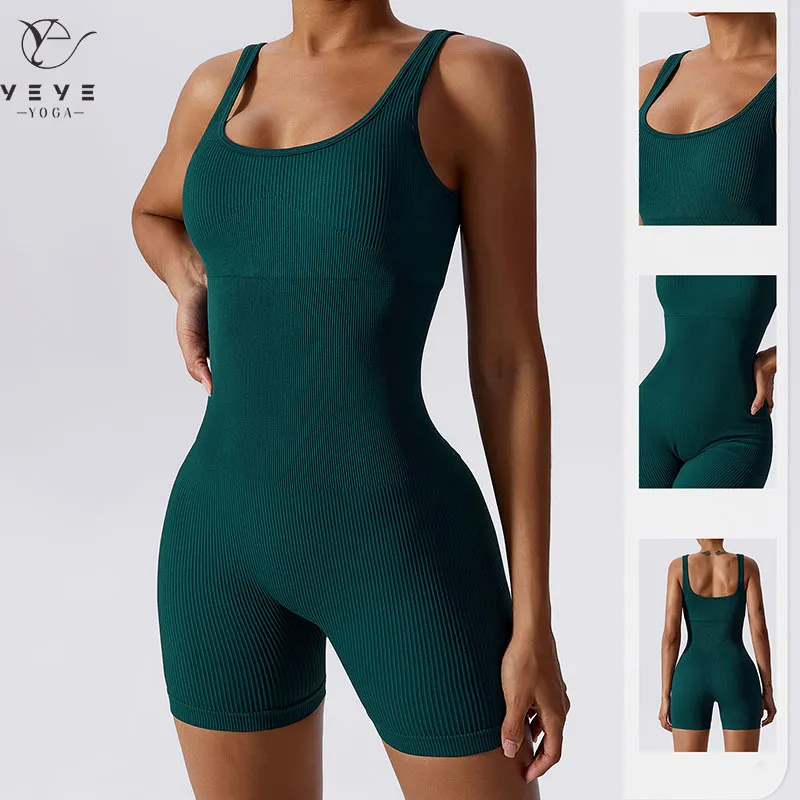 Seamless Ribbed Jumpsuit With Tummy Control And Padded Seamless Sport Set  For Womens Yoga And Fitness 230812 From Pu05, $10.57