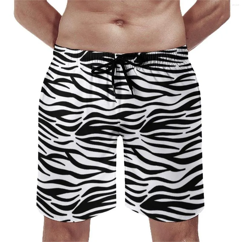 Herr shorts brädklassiker klassisk zebra retro badstammar svartvita ränder man snabbt torkande sportkläder plus size korta byxor