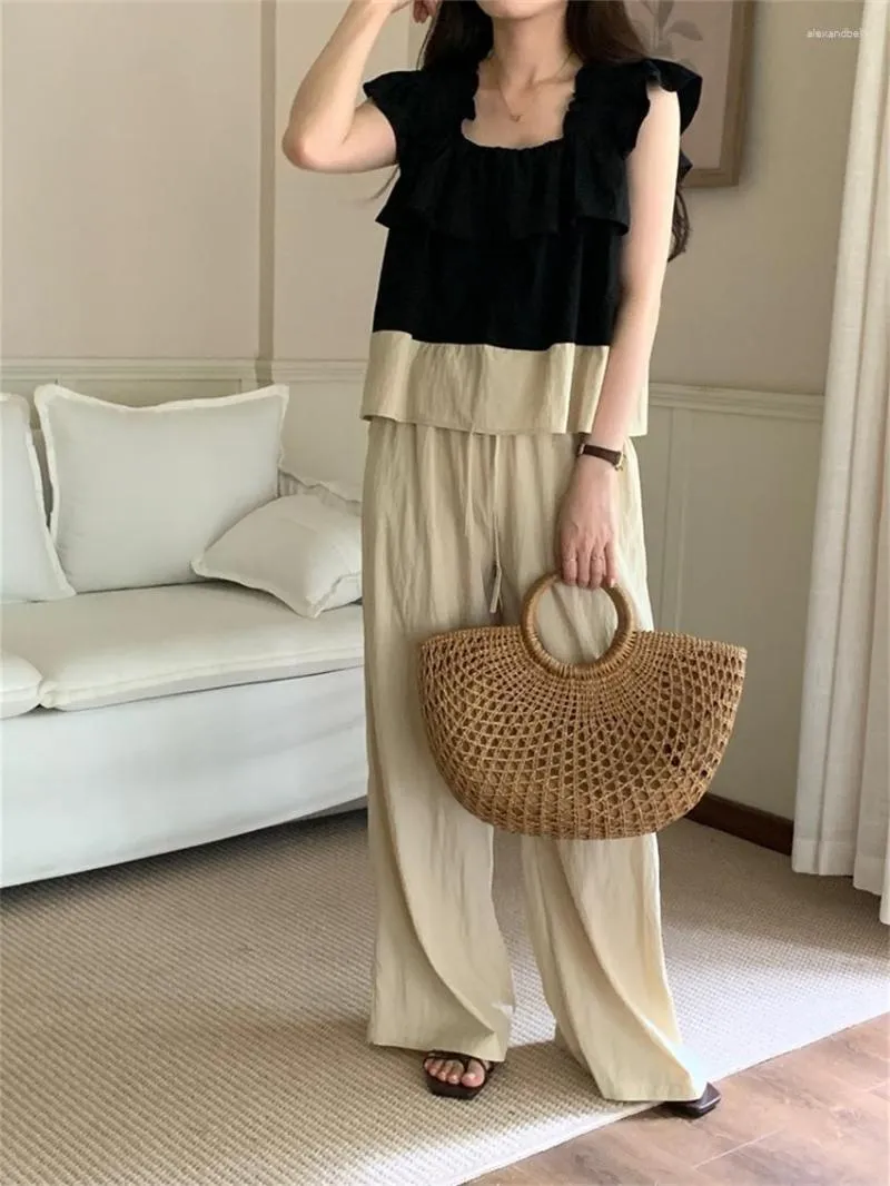 Pantalon de deux pièces pour femmes Alien Kitty mignon Femmes Blouses Chic Slim Summer Casual 2023 Gentle Sweet Office Lady High Street Suits Outwear Tank