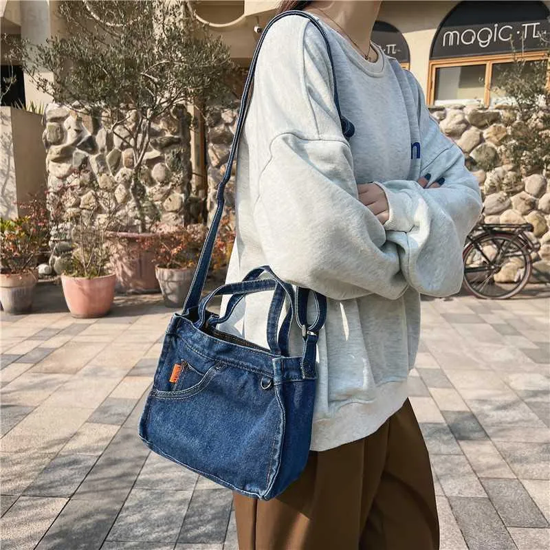 Messenger Bags Denim bag Crossbody Bags Youth Fashion Jean Casual Small Mini Square Ladies Shoulder Bag Women Messenger Bags L230814