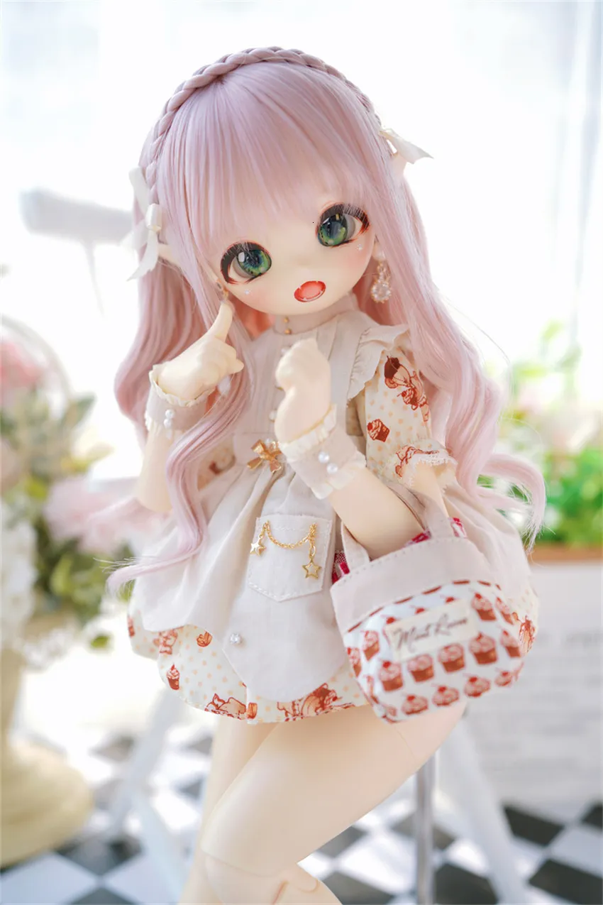 Doll Accessories: BJD Wig with High-Temperature Silk Braid and Bow