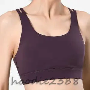 LULUS Purple with other colors Original label Sports Fitness Bra for Women High Quality Yoga Beautiful back with high elastic chest pad Quick dry