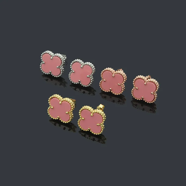 Rose Color Women Designer Studs Top Quality Classic Engagement Couple Couple d'oreilles Boucles d'oreilles