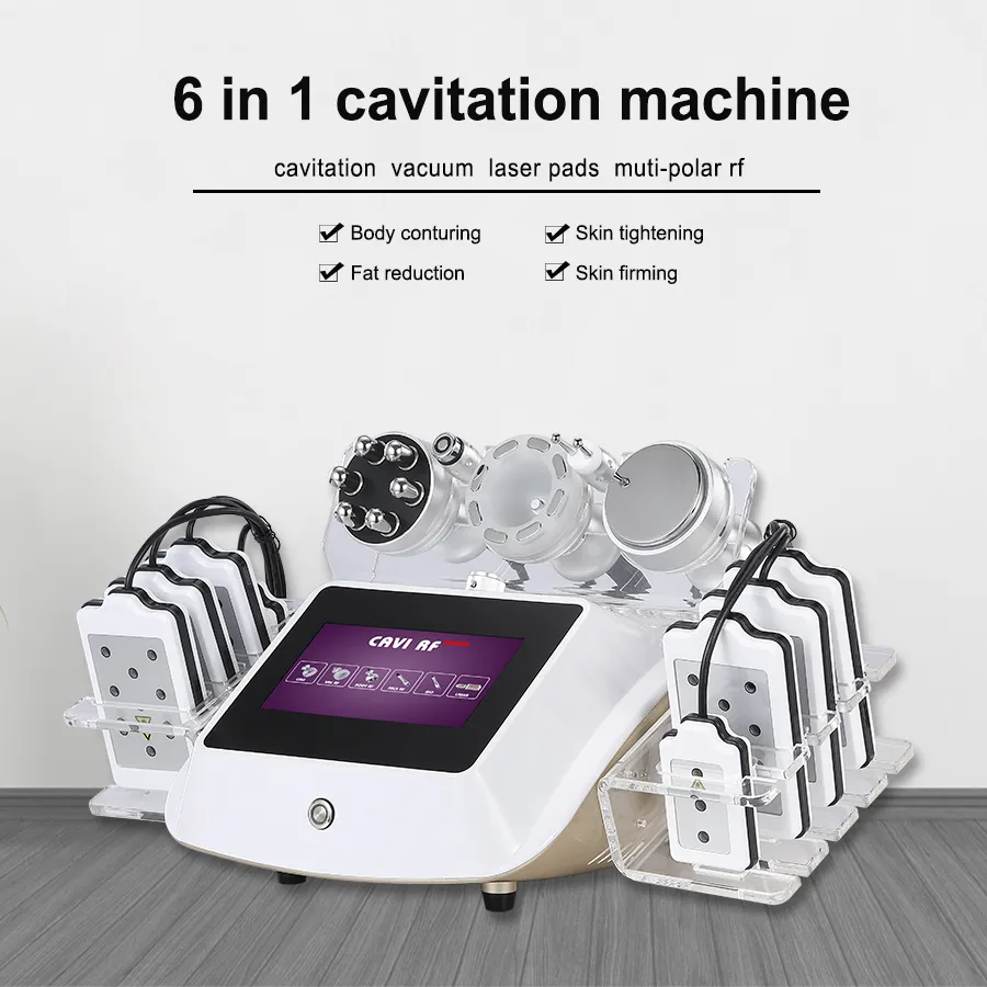 Máquina de emagrecimento de cavitação ultrassônica 40K Lipoaspiração LLLT LipoLaser RF Vácuo Cavi Lipo Equipamento de cuidados com a pele
