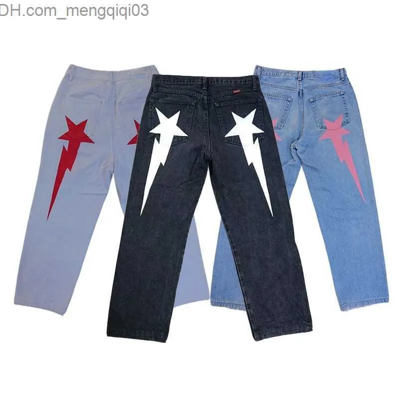 Pantaloni maschili 2023 New Y2K Women's Jeans American Vintage Fashion Lighting Stampa Slim Jeans Punk Harajuku Hip Hop Hop Gothic Casual Street Jeans Z230815