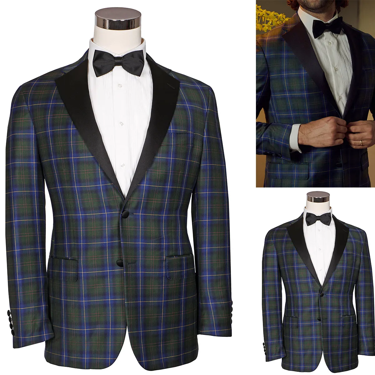 Italienska mäns kostymer PLAG PLAID Formell Business Tuxedos Slim Fit Wedding Party Prom Groom Wear skräddarsydd endast blazer