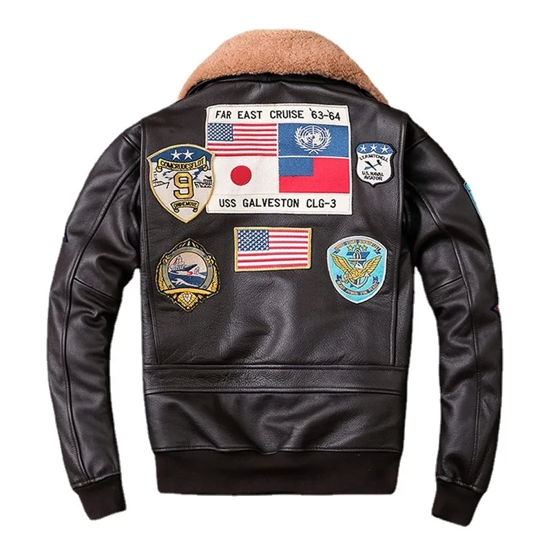 Herenjacks Air Force G1 Flight Jacket Dikke Jackted Jacket Top Layer Cow Lederen Jacket Men Coat Winter Jackets M212 230812