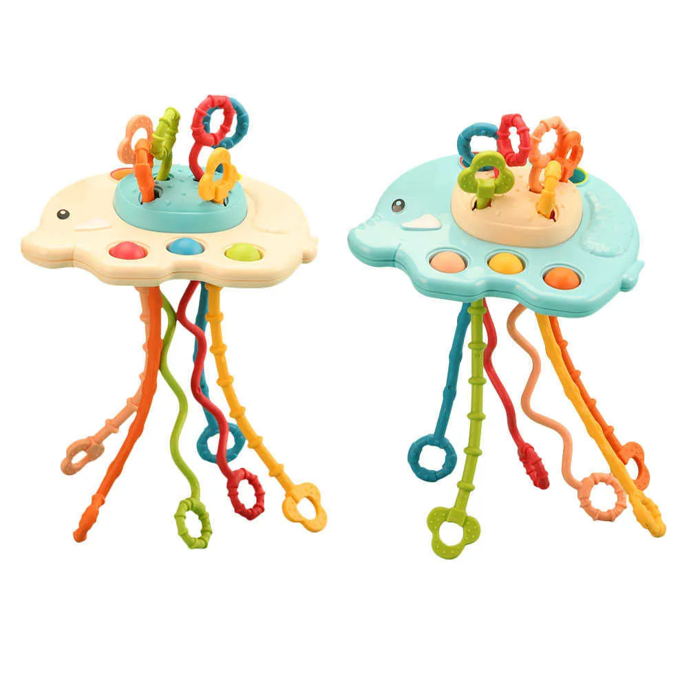 Montessori Pull Toys For Baby Silicone Sensory String Toy Pendant 6 12 ...
