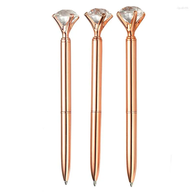 40шт 2023 бренд Metal Ballpoint Pen Carat Diamond Ring Ring Crystal Lady Wedding Office School Supply Gift Roller Ball