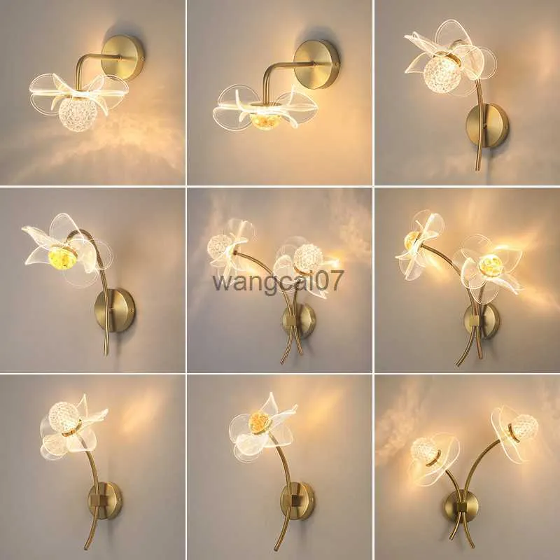 Wandlampen creatieve led luxe muurlamp metaal mode moderne woonkamer bedmuur lichte gang gang bloem ballarmaturen verlichting hkd230814