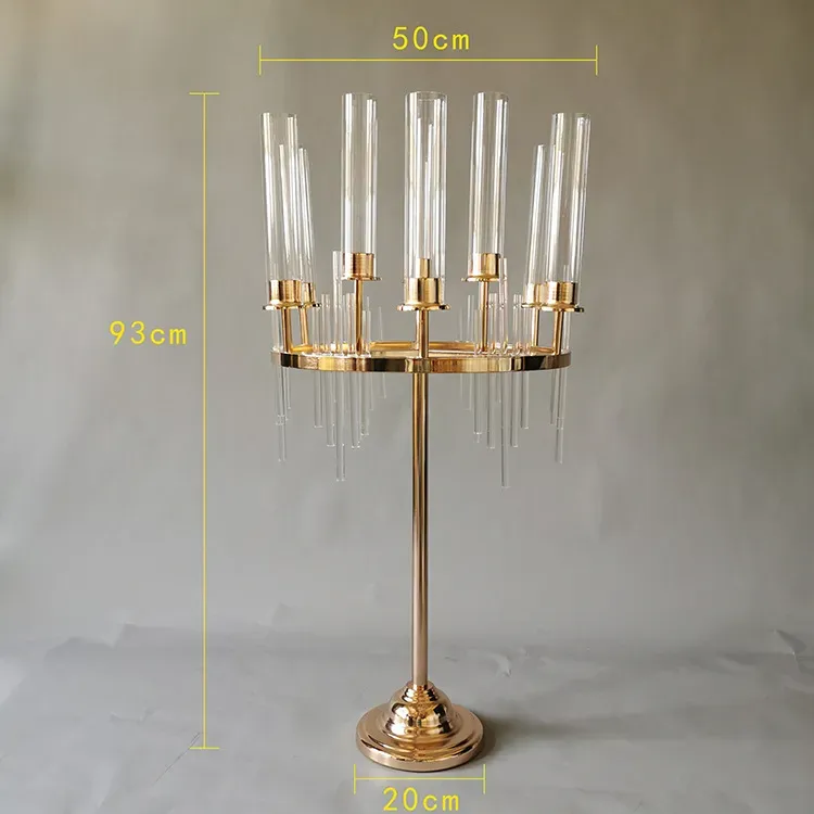 9 Heads Wedding Decoration Metal Candlestick Candelabra Holder Engagement Party Table Centerpieces Flower Vases Aisle Pillar Column Road Lead