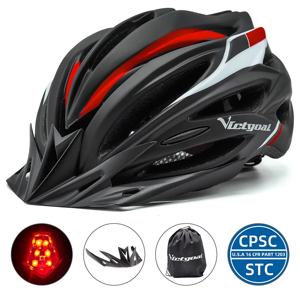 Hełmy rowerowe Victgoal rower Matte Black Men Women Bike Helmet Back Light Mtb Mountain Road Integralnie uformowane 230814