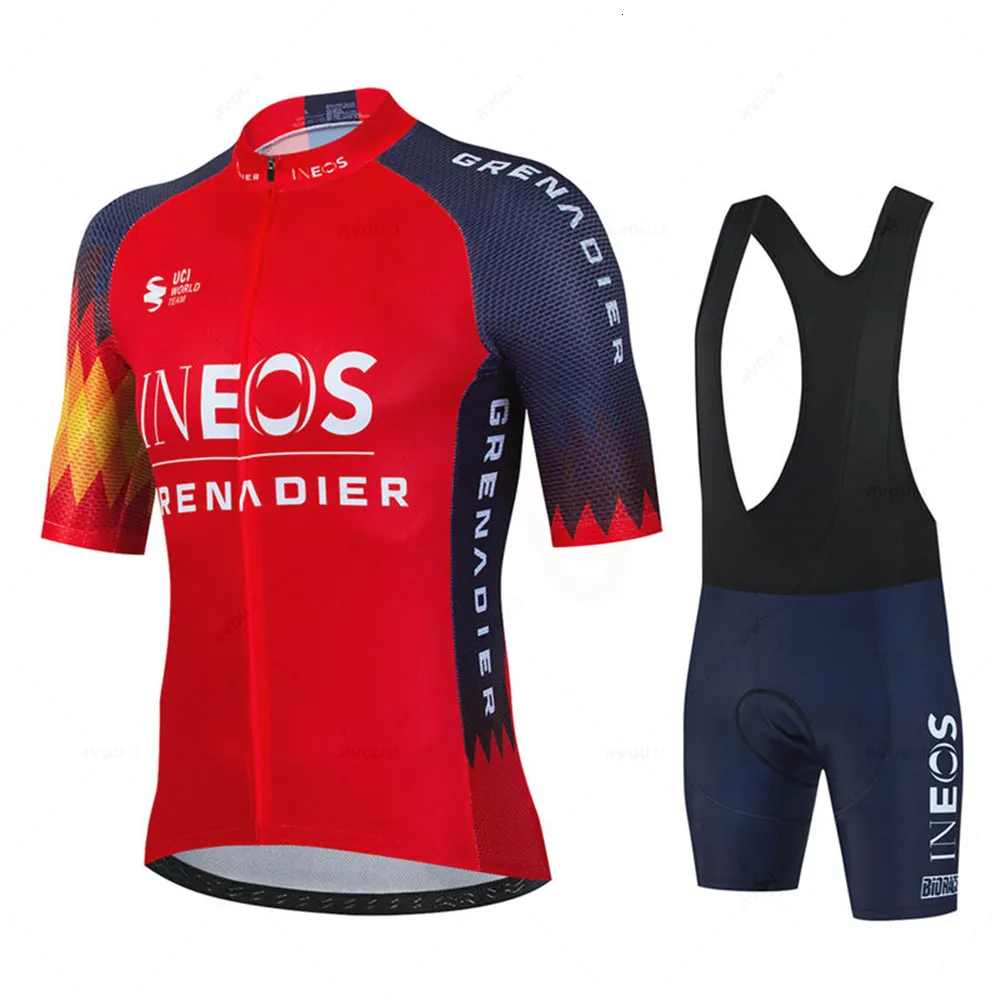 Set di maglia ciclistica INEOS bicicleta abbigliamento per biciclette a maniche corte per biciclette per biciclette per bici per bici per bici vestiti Maillot ropa ciclismo hombre 230814