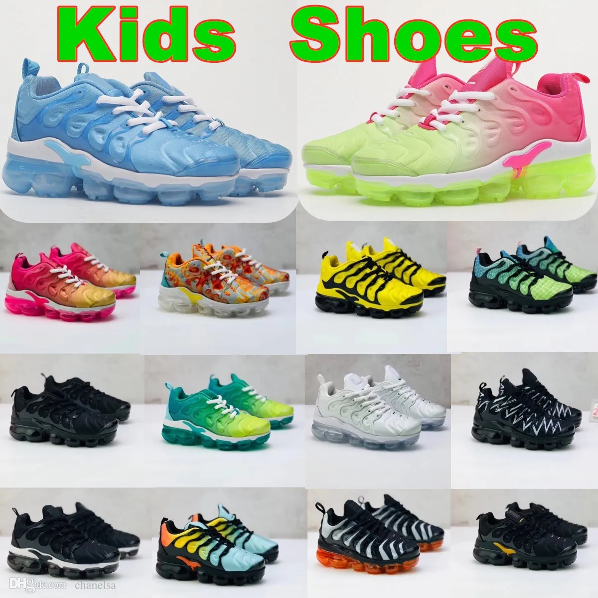 Çocuklar TNS Koşu Ayakkabı Tn Enfant Plus Erkekler Basketbol Ayakkabı Tasarımcısı Çocuklar Bebek Çocuk Gençlik Yüksek Sneaker Trainers Siyah Spor