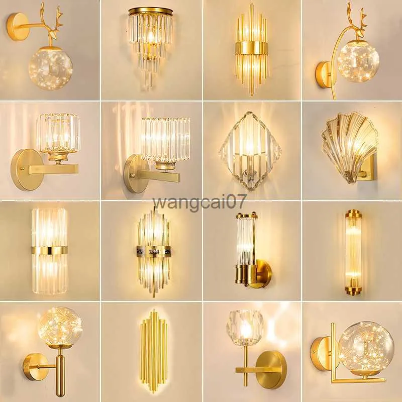 Wall Lamps Modern Gold Luxury Crystal Wall Lamp Bedroom Bedside Lamp Room Living Room Hotel Corridor LED Wall Lamp Wall Sconce HKD230814