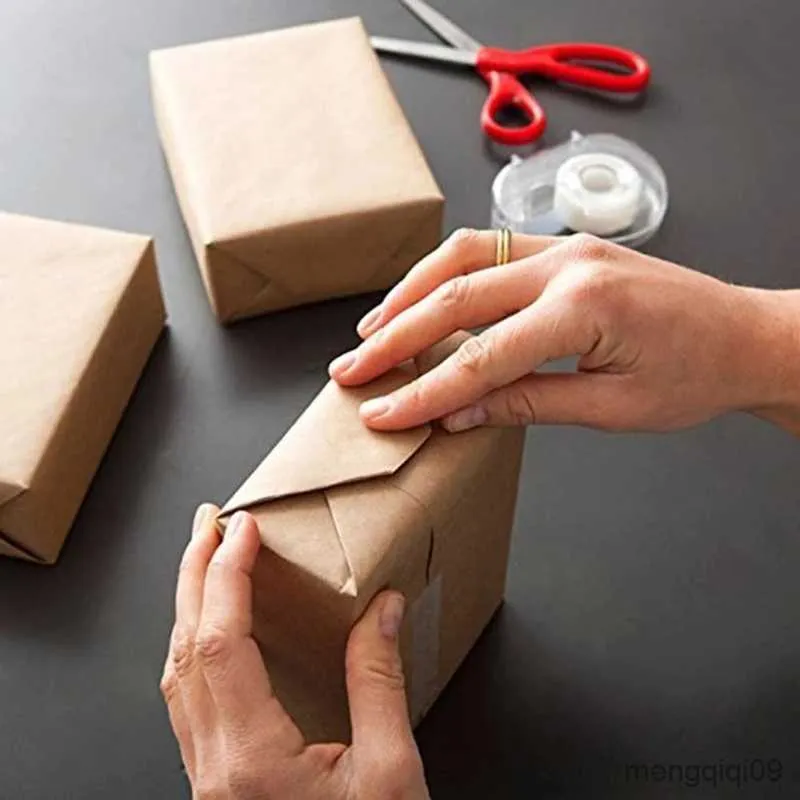 Opakowanie prezentów 30 metrów brązowego Kraft Paper Rolka Papier Naturalny prezent papierowy Dekretyczny prezent Weddna przyjęcie urodzinowe Papier R230814