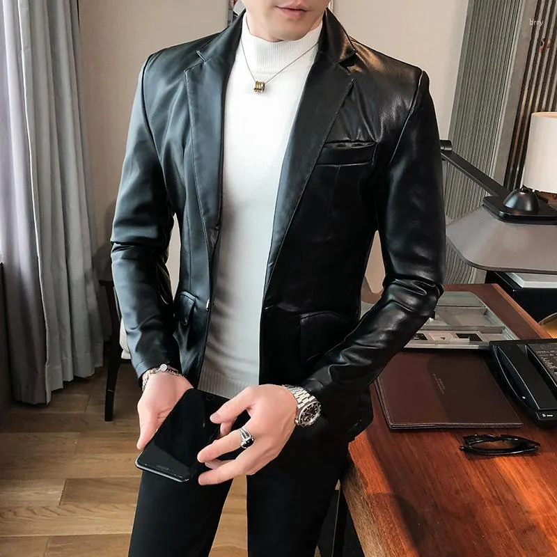 Men's Suits 2024 Faux Jacket Motorcycle 's Jackets Black Jaqueta De Couro Masculina Outwear Male PU Leather Coats Men 3XL