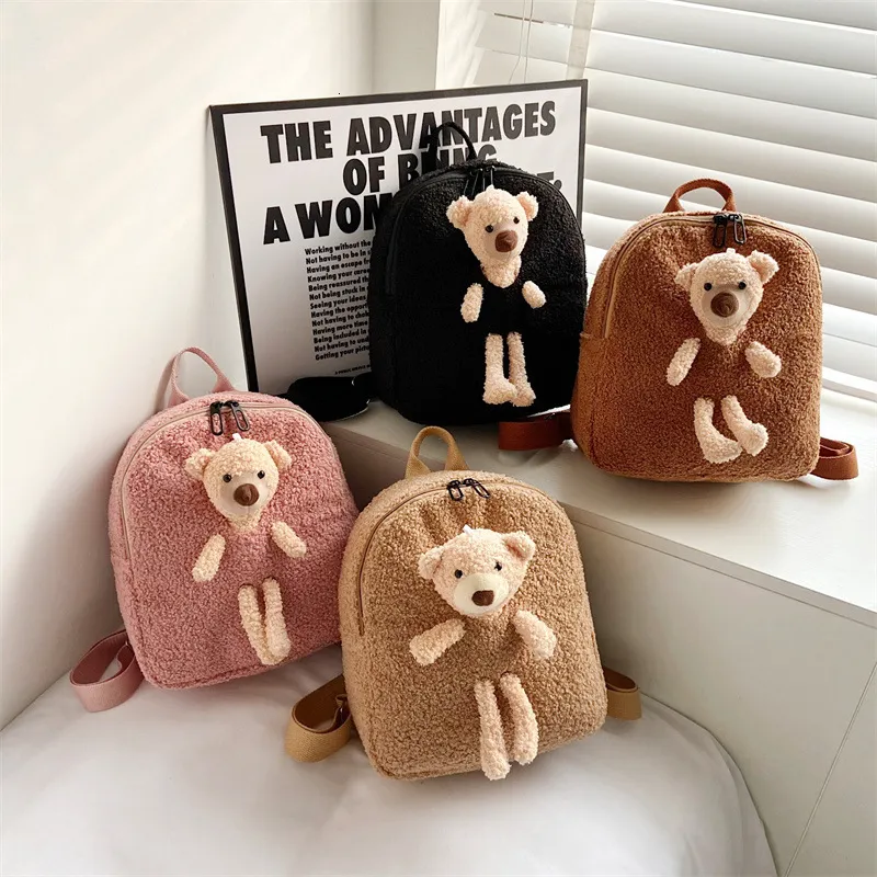 Backpacks Korean Children s Plush Bear Bag 30cm Backpack Cute Cartoon Small  Boys Girls Toddler School Bags 230814