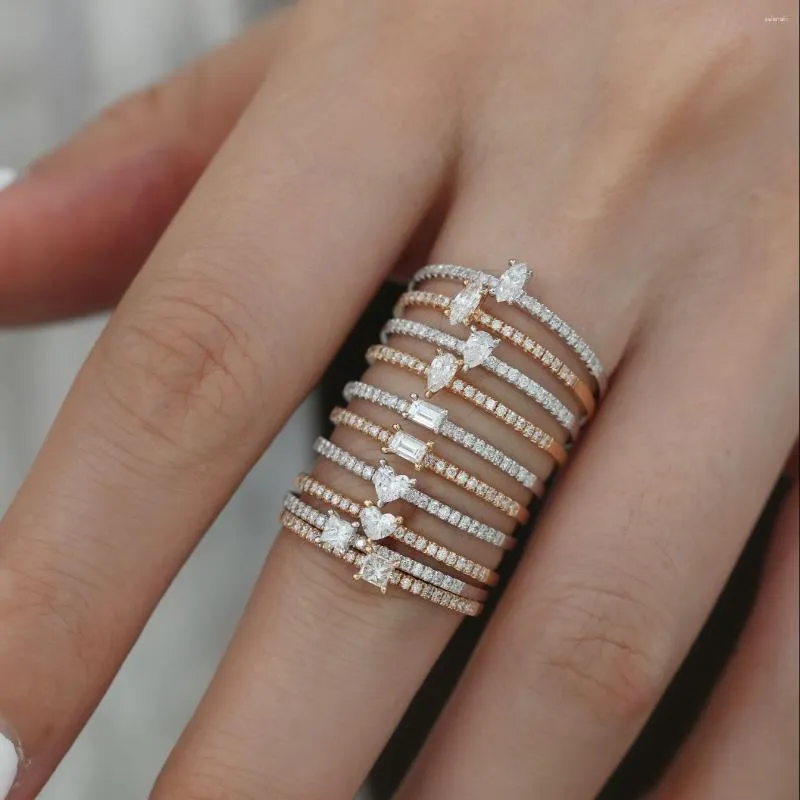 Pierścienie klastrowe 18K Gold Real Diamond Wedding Pierdzież Luksusowy prywatny projekt Design Prezenta