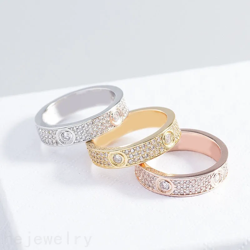 Men luxury rings designer for women screw love ring leisure lady wedding couple screw bague silver gold rose gold color diamond rings formal ZB019 E23