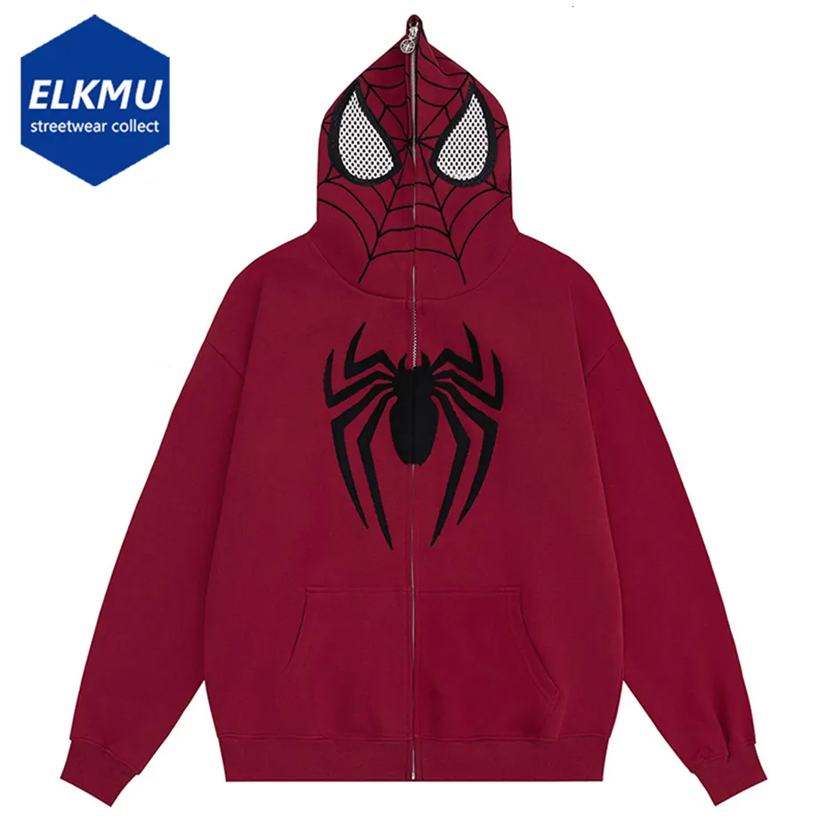 Men's Hoodies Sweatshirts Spider Hoodie Mask Hooded Sweatshirt Men Streetwear Hip Hop Oversized Harajuku Hoodies Black Red Fashion Hoodie 230814