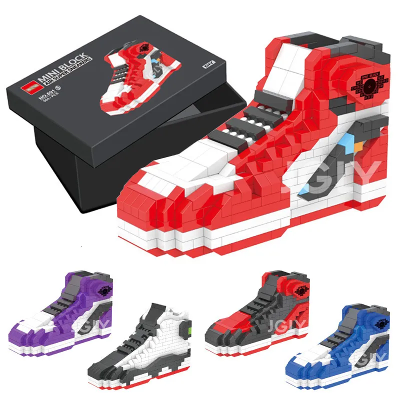 Bloklar diy mini yapı blok erkekler spor basketbol ayakkabıları spor ayakkabı model anime bulma tuğlalar montaj bloklar için oyuncak çocuk hediyeleri 230814
