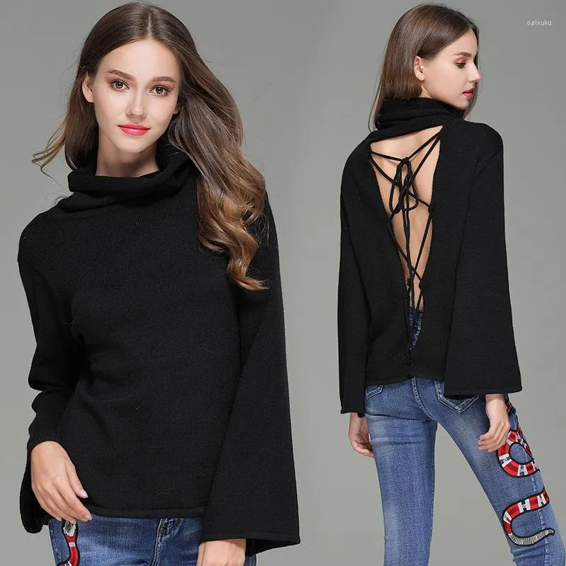 Sweaters Sweater Sweater Sweater Sexy Turtleneck Loose Spring Ladies Casual Manga Longa Tops Jumper H9197