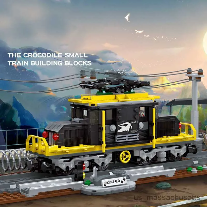 Blocks Blocks City Passager Cargo Train Locomotive Carriage Track Rails Station Friends Construindo Block Railway Engine Toys R230814