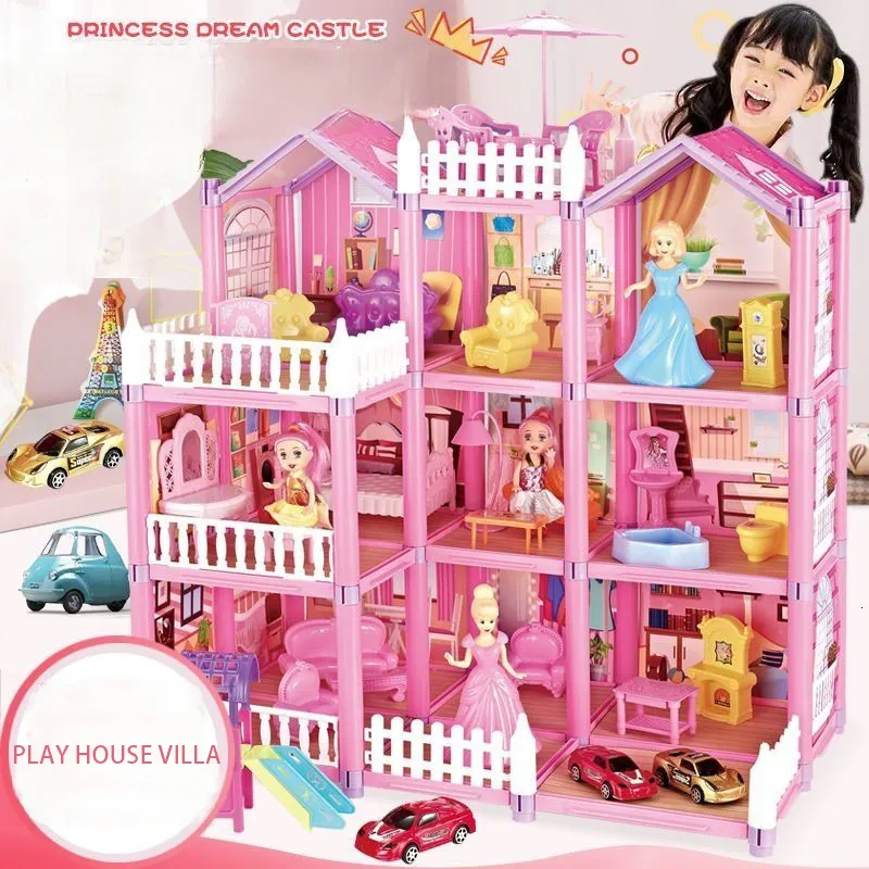 Tools Workshop Children Simulation Doll House Villa doen alsof Playhouse Assembled Doll Castle Manual Princess Castle Girl Toy Gift Toy House Kid 230812