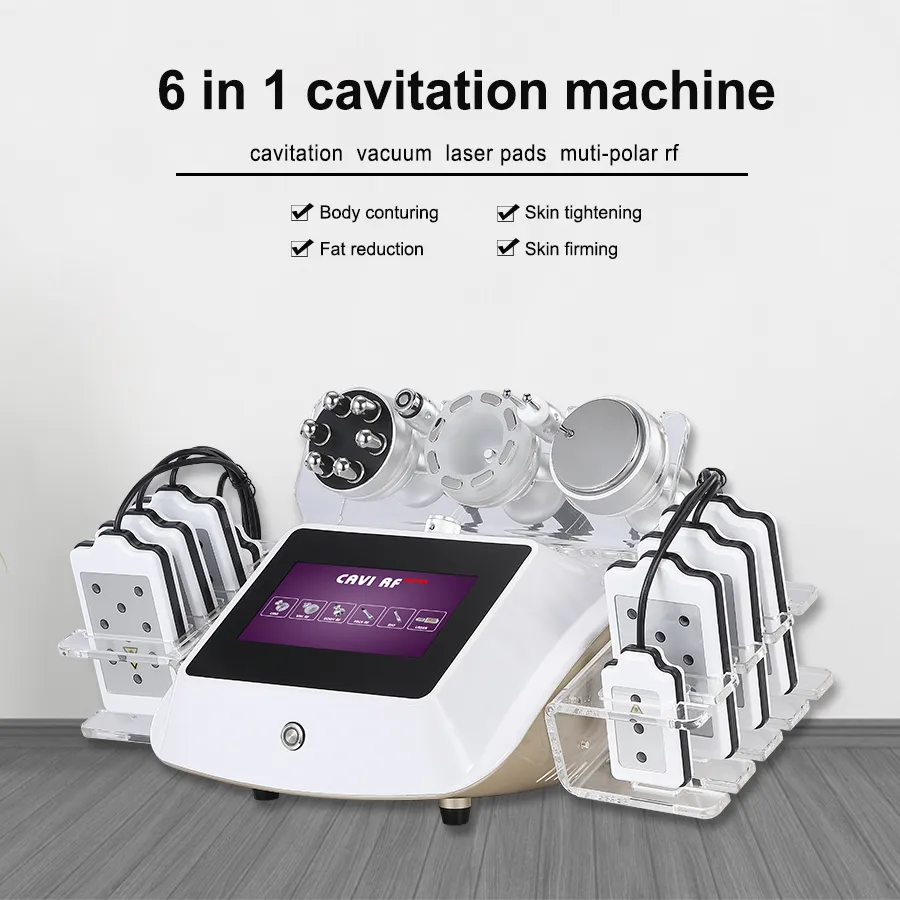 Echografie Cavitatie Lichaamscontour Afslankmachine 6 IN 1 Ultrasone 40K Lipolaser Vacuüm Vetverliesverwijdering Hervormen Ontspannen Spieren Slank apparaat