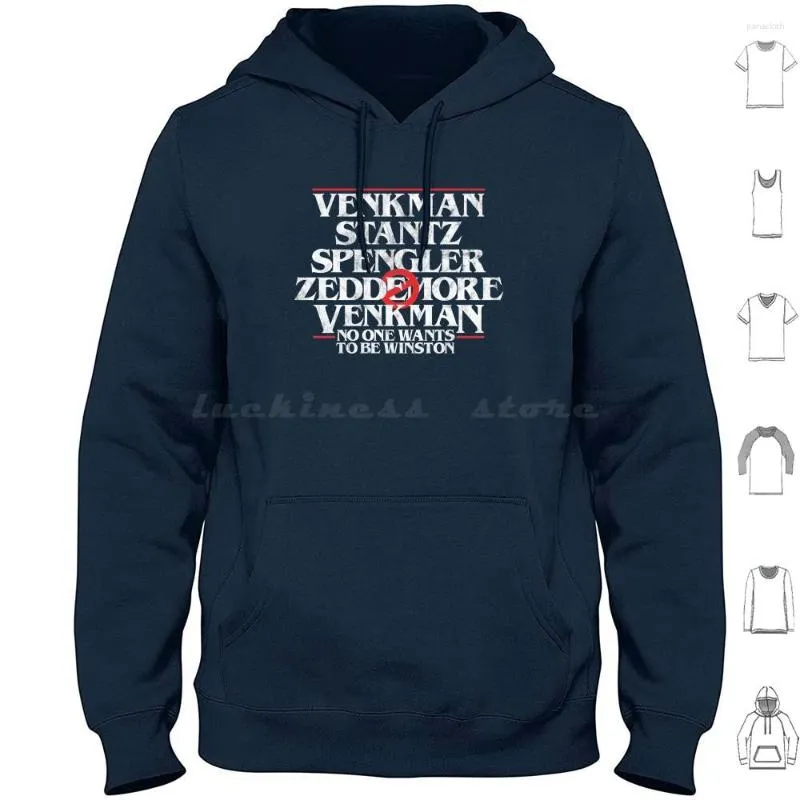 Mäns hoodies Ingen vill vara Winston Long Sleeve Ghostbusters Venkman Stantz Spengler 80 -talets retro TV -filmer