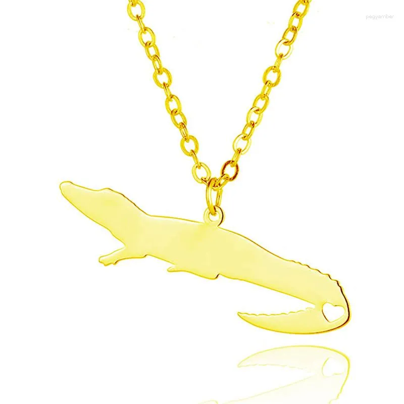 Pendant Necklaces Wholesale Trendy Crocodile Necklace Stainless Steel Heart Animal Memorial Gift