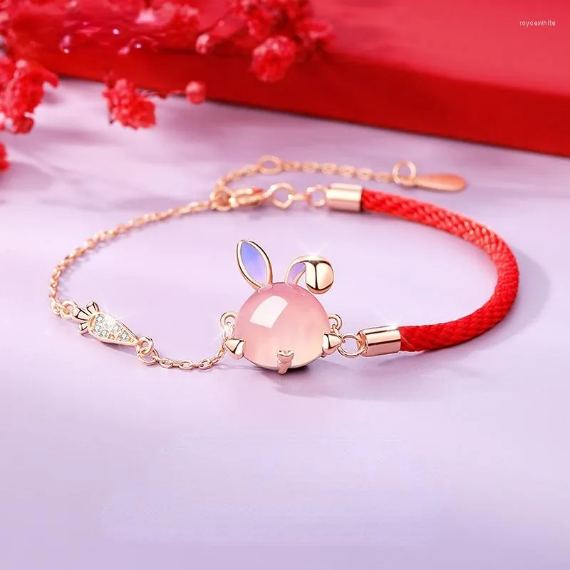 Bracelets de charme pulveira vermelha bracelete menina 2023 recruta pêssego flor de sorte de brindes no presente de natal pulseras