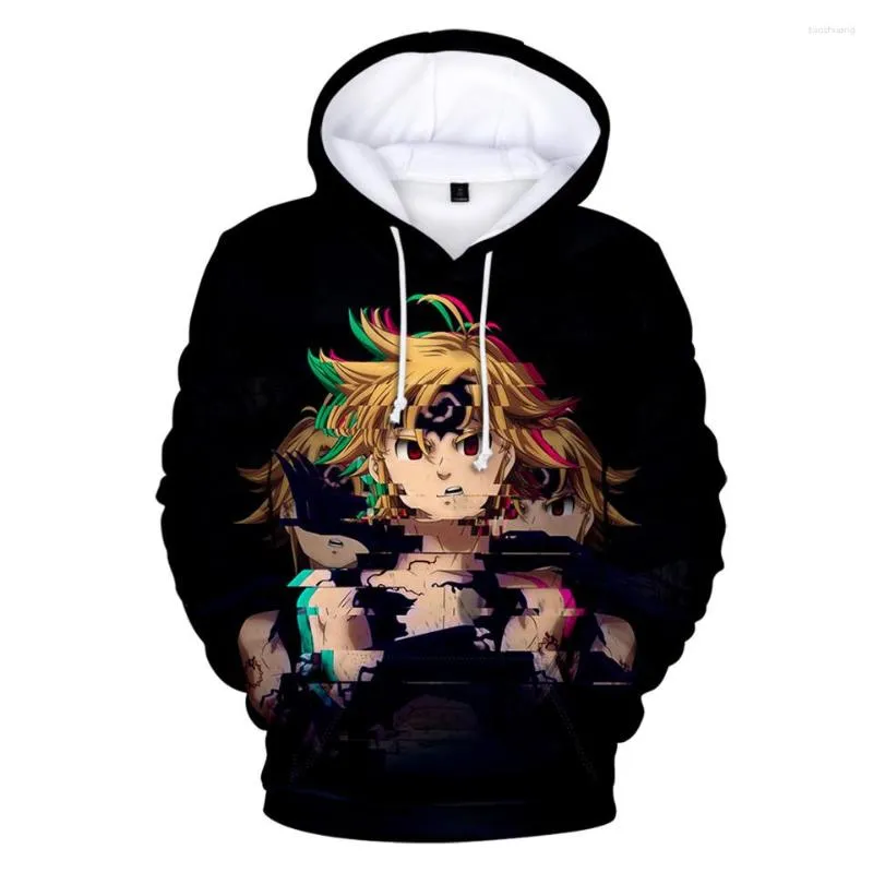 Herrtröjor de sju dödliga synderna 3d män pullover kvinnor meliodas synd av ilska lång ärm huva tröjor harajuku streetwear