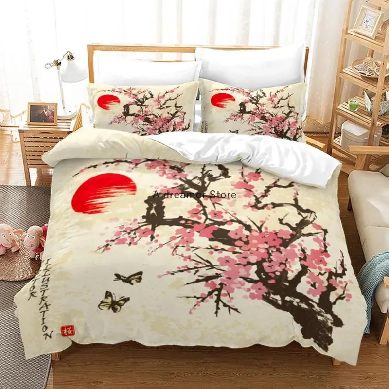 Set di biancheria da letto inchiostro cinese pittura plum blossom in bambù set di moda art coprit copritunici con federe 200x200 dimensioni adulti tessile