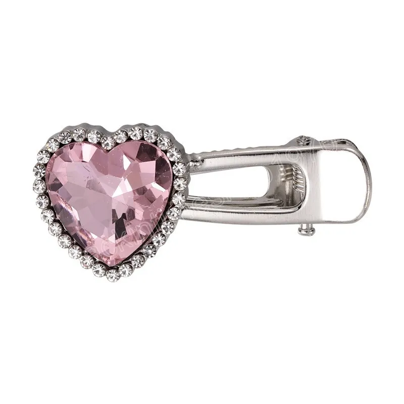 Sweet Loving Heart Rhinestone Metal Barrettes Bang Clip Side Sweet Cool Girl Heart Side Clip Elegant Hair Accessories