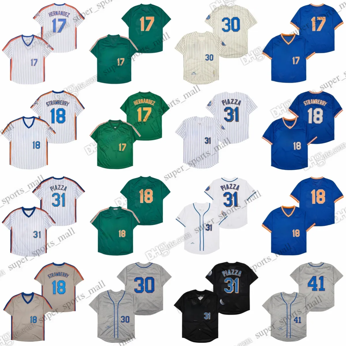 2001 Mike Piazza Baseballtröjor Michael Conforto Keith Hernandez Darryl Strawberry Noah Syndergaard Tom Seaver Men syade tröja