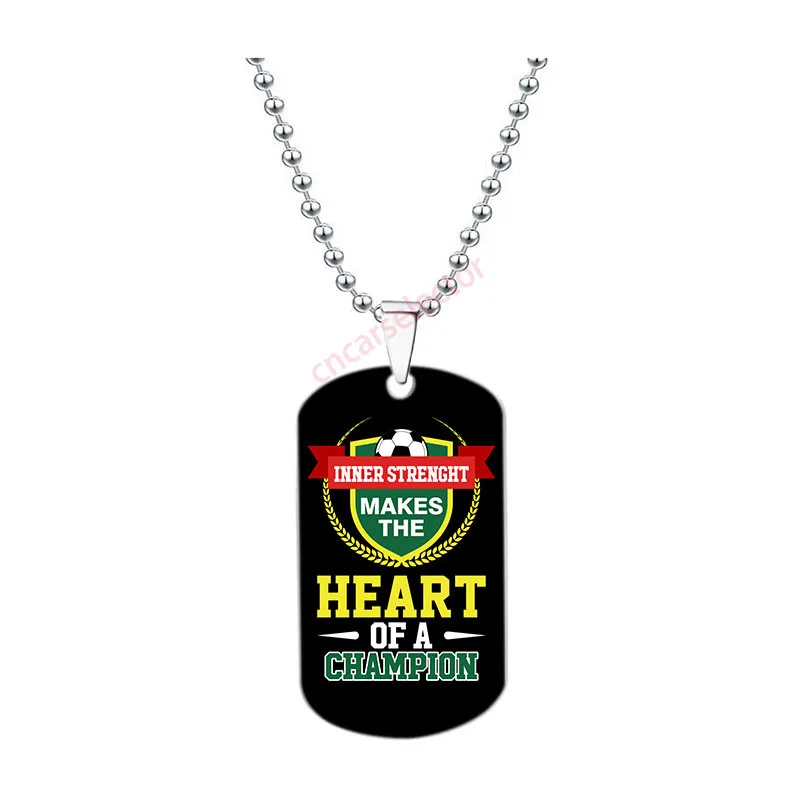 Collectibles soccer sports necklace dog tags high quality stainless steel precision machining CNC production metal processing color printing