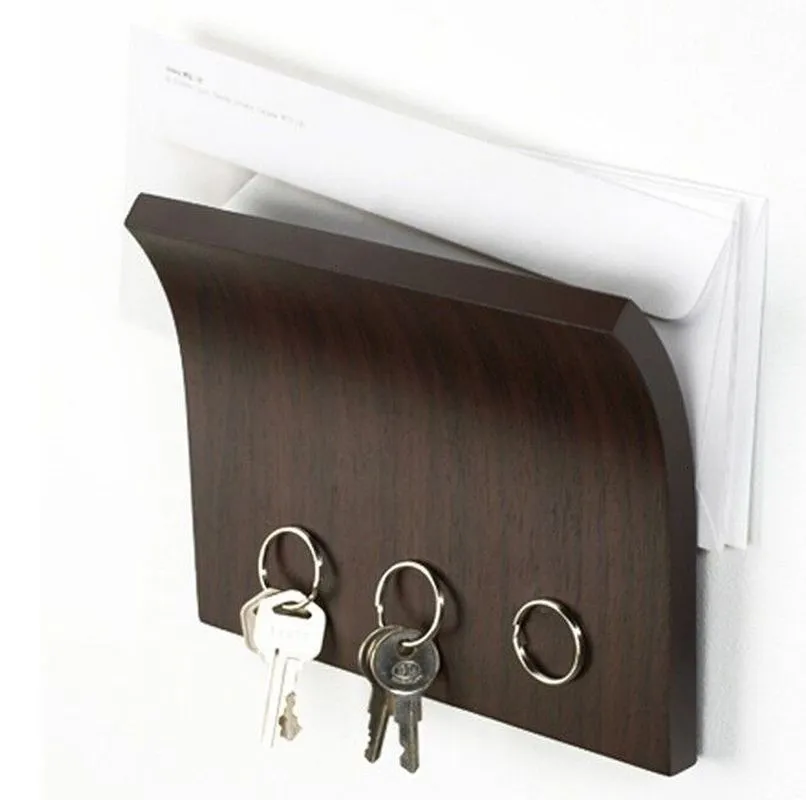 Hooks Rails Wooden magnet key holder multifunctional storage rack wooden storage device wall-mounted key ring magnetic hook SP427 230812